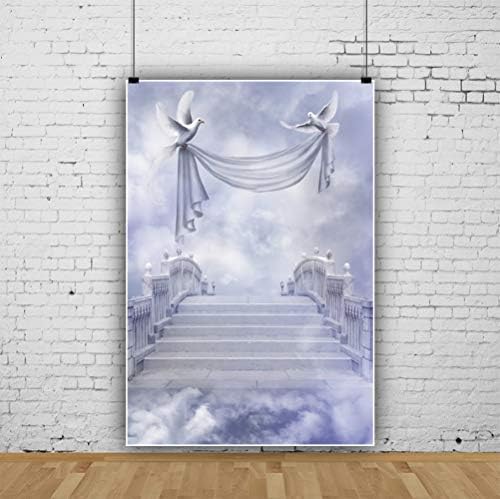 CSFOTO 8x10ft Cennete Merdiven Zemin Tanrı'nın Krallığı Zemin Cennet Merdiven Kutsal Gökyüzü Bulutlar Güvercin Arka