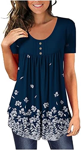 Kadın Sonbahar Yaz Bluz Kısa Kollu 2023 Elbise Moda Pamuk Ekip Boyun Çiçek Grafik Üst Tshirt Bayan HL HL