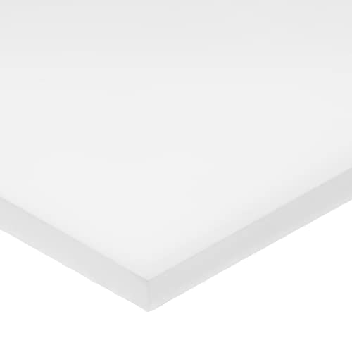 Delrin Asetal Homopolimer Plastik Levha, Beyaz, 3/8 inç Kalınlığında x 24 inç Genişliğinde x 24 inç Uzunluğunda