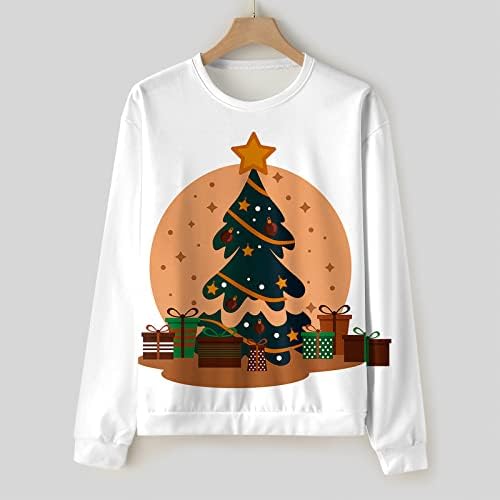 DSODAN Merry Christmas Erkek Tişörtü Kazak, 3D Komik Noel Baba Baskılı Crewneck Parti Tasarımcı Kazak Tops