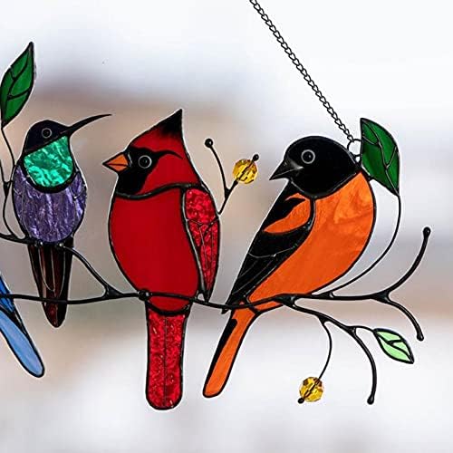 Yajun Kuş Vitray Pencere Asma Duvar Asılı Kuşlar Akrilik Süsler Kolye Odası Dekor Kuş Sevgilisi için