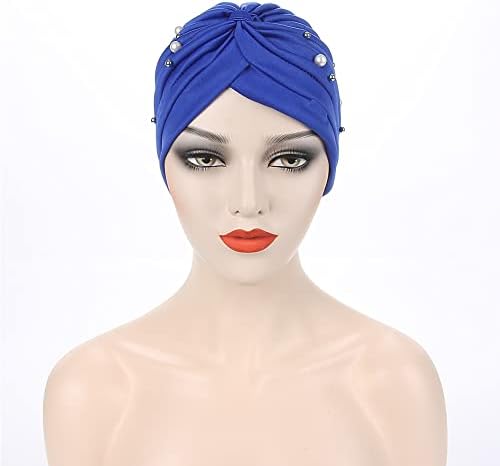Fxhıxıy Türban Şapka Kadınlar için Boncuklu Önceden Bağlı Düğüm Şapka Kemo Kasketleri Headwrap kapaklar Kanser Saç