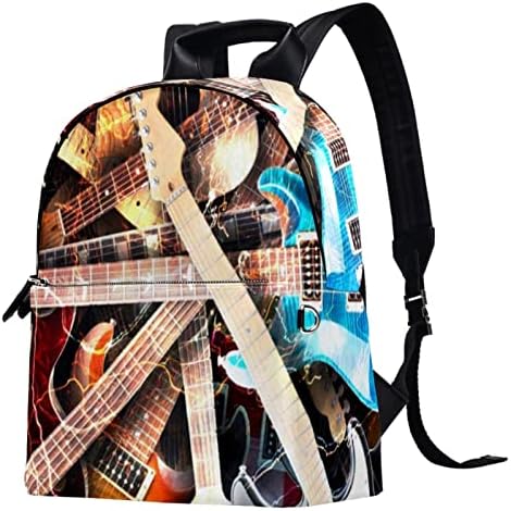 TBOUOBT Deri seyahat sırt çantası Hafif Dizüstü Rahat Sırt Çantası Kadın Erkek, Rock Elektro Gitar