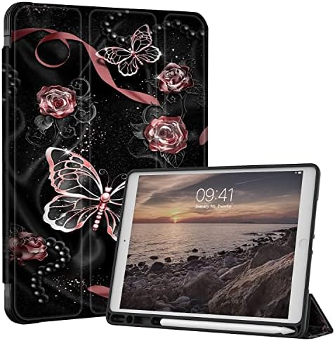 Xkladz iPad Hava 5th Nesil Kılıf 2022 / iPad Hava 4th 2020 Kılıf 10.9 inç Kılıf, PU Deri Standı Tablet Kapak, kelebek