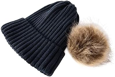 Embouro Örgü ponponlu bere Eşarp Eldiven Seti Kadınlar için, Kış Boyun İsıtıcı Ayrılabilir Ponpon Şapka ve dokunmatik