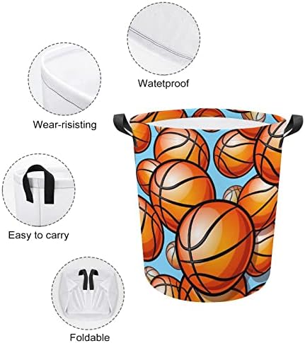 Basketbol Topu çamaşır sepeti Katlanabilir Uzun Boylu Giysi Sepeti Kolları ile saklama çantası