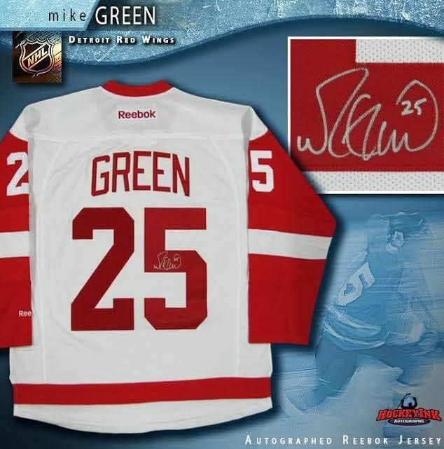 MİKE GREEN İmzalı Detroit Red Wings Beyaz Reebok Forması-İmzalı NHL Formaları