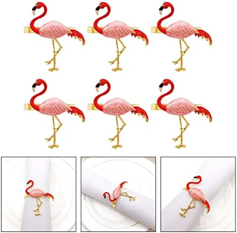 Sosoport 6 adet Flamingo Tasarım Peçete Tokaları Hawaiian Parti Dekoratif Peçete Halkaları