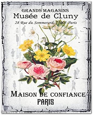 Maison De Confiance Musee De Cluny Ahşap Işaretleri Vintage Fransız Çiçek Ahşap Tahta Asılı Işareti Retro Fransız
