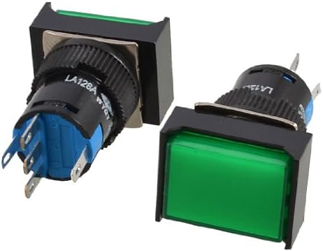 Aexit 2 Adet kontrol elektrik yeşil ışık 1NO 1NC mandallama dikdörtgen basmalı düğme anahtarı DC 12V