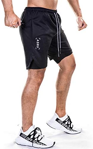 Andongnywell erkek Rahat Spor Şort Hızlı Kuru için Cepler ile Egzersiz Koşu Eğitim Kısa Pantolon
