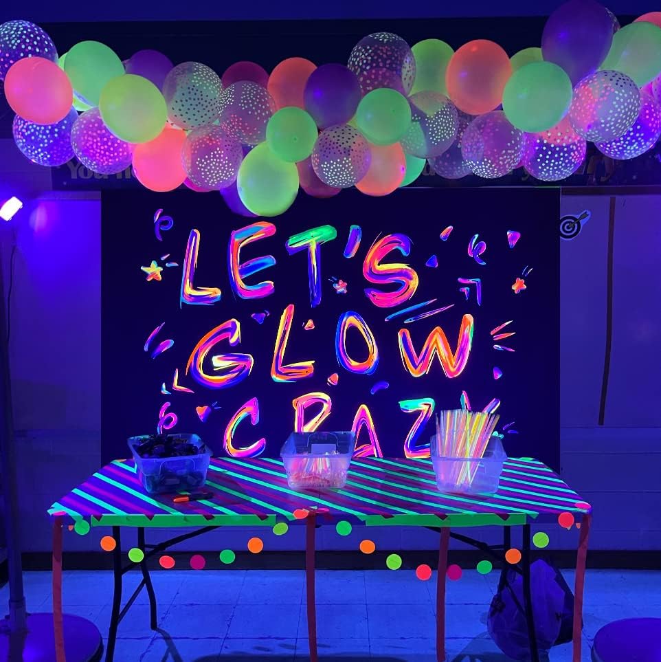 Ralxion Glow Karanlık Parti Malzemeleri Neon Parti Zemin Glow Parti Malzemeleri ve Süslemeleri Mutlu Doğum Günü Backdrop