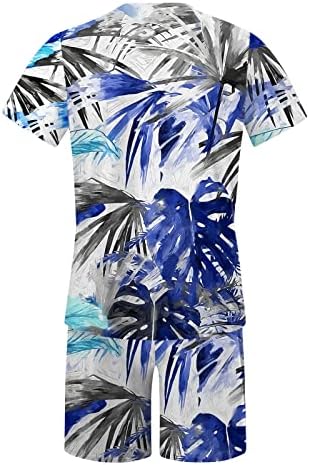 Erkekler İlkbahar Yaz Takım Elbise Plaj Kısa Kollu Spor Baskı Gömlek Kısa Set 2 Parça Gömlek pantolon seti Cep ile