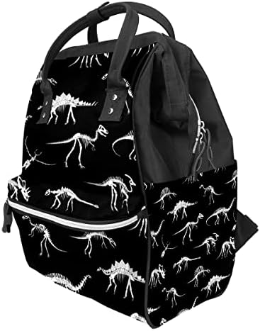 BOŞLUK Siyah Ve Beyaz Dinozor İskeleti Bebek bezi çantası seyahat sırt çantası Büyük Kapasiteli Çok Fonksiyonlu Fermuar
