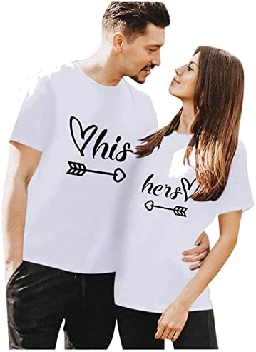 Numaler sevgililer Günü Eşleştirme Çift T-Shirt Yuvarlak Boyun Yaz Kısa Kollu T Gömlek Genel Atletik Kadınlar için