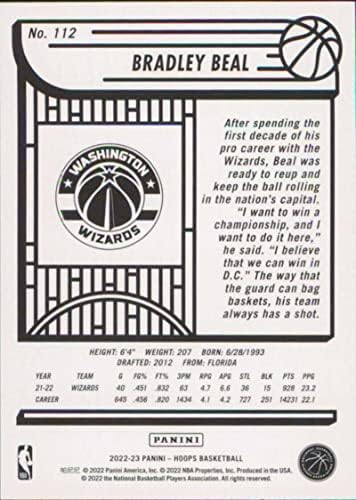 2022-23 Panini NBA Çemberleri 112 Bradley Beal NM-MT Washington Wizards Basketbol Ticaret Kartı NBA
