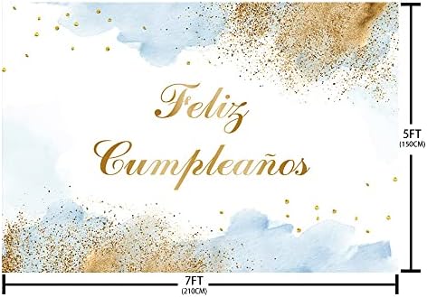 AIBIIN 7x5ft Feliz Cumpleaños Zemin Çocuk Meksika Fiesta Mutlu Doğum Günü Partisi Süslemeleri Açık Mavi Suluboya Bulutlar