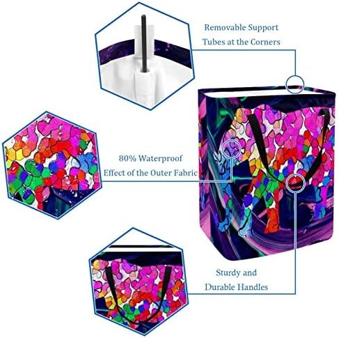Renkli Fil Baskı Katlanabilir çamaşır sepeti, 60L Su Geçirmez çamaşır sepetleri çamaşır Kutusu Giysi Oyuncak Depolama