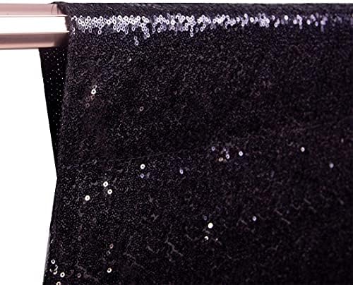 8Ft x 8Ft Siyah Pullu Zemin, Glitter Kalın Saten Arka Plan Perdeler See Through Değil, Sparkly Opak Fotoğraf Perde,