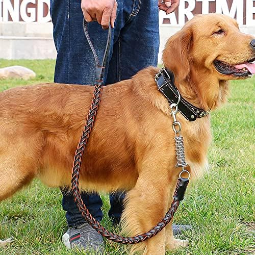 Köpek Tasması ve Tasma Seti, BESUNTEK Deri Ayarlanabilir Köpek Tasması Çivili Çivili ve Metal Yaylı Emniyet Tokalı
