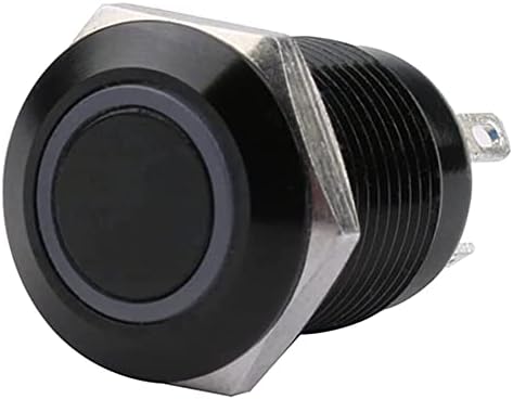 TPUOTI 12mm Su Geçirmez Okside Siyah Metal Düğme Anahtarı LED Lamba ile Anlık Mandallama PC Güç Anahtarı 3V 5V 6V