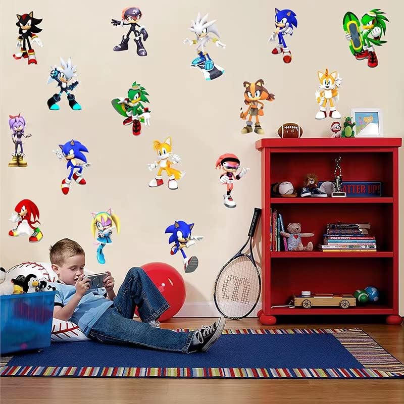 Kirpi Sonic Karikatür 3D Kırık Duvar Oyunu Duvar Çıkartmaları çocuk Yatak Odası Oturma Odası Arka Plan Duvar çıkartmaları