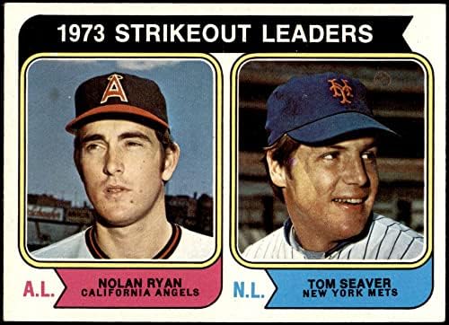 1974 Topps 207 Üstü Çizili Liderler Nolan Ryan / Tom Seaver Melekler / Mets (Beyzbol Kartı) ESKİ / MT + Melekler