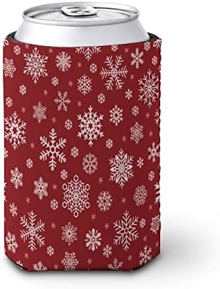 Kutular Ve Şişeler için Soğutucu Kollu Coozies İzolatörler Noel Kar Tanesi Kırmızı Baskı PVC Elastik Yeniden Kullanılabilir