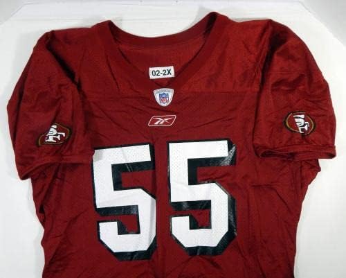 2002 San Francisco 49ers Jamie Winborn 55 Oyunu Yayınlandı Kırmızı Antrenman Forması 973-İmzasız NFL Oyunu Kullanılmış