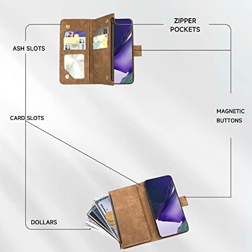 Samsung Galaxy Note 20 ile uyumlu Glaxay Note20 5G Cüzdan Kılıf ve Premium Vintage Deri Flip Kredi kartı tutucu Cep