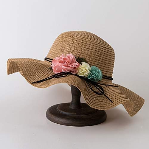 Bayan Plaj Hasır güneş şapkası Yaz Plaj Seyahat Kapaklar Katlanabilir güneş şapkası Bayan Hasır Çiçek Geniş Ağız beyzbol