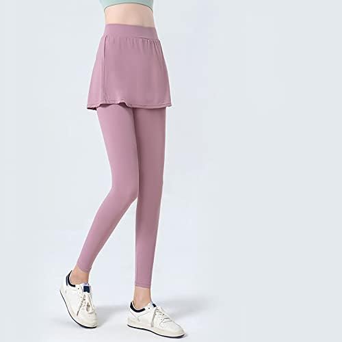 Bayan Sweatpants İki Adet Sahte Yoga Pantolon Sıska Streç Yoga Pantolon Yüksek Rise Tayt Elastik Bel Tayt