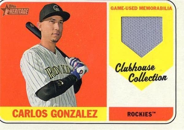 Carlos Gonzalez oyuncu yıpranmış jersey yama beyzbol kartı (Colorado Rockies) 2018 Topps Miras Clubhouse Koleksiyonu