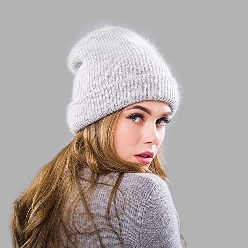 Vıvıphanhy Womens Kış Tavşan Kürk Hımbıl Y2K Beanies Örgü Şapkalar Güz Moda Rahat Kafatası Caps