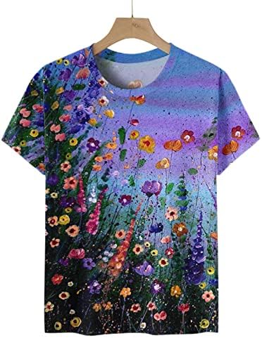 Tee Bayanlar Kısa Kollu Crewneck Pamuk Güneş Ayçiçeği Çiçek Grafik Gevşek Fit Casual Bluz T Shirt Genç Kızlar için