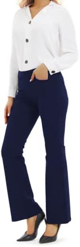 YODYZJ kadın Yoga Elbise Pantolon Iş Pantolon Ofis Rahat Pantolon Bootcut Streç Pantolon Minyon / Düzenli