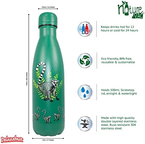 NatureVac-Deluxebase'den Halka Kuyruklu Lemur. Yalıtımlı BPA Ücretsiz Kullanımlık Seyahat vakumlu şişe Şişesi Sıcak