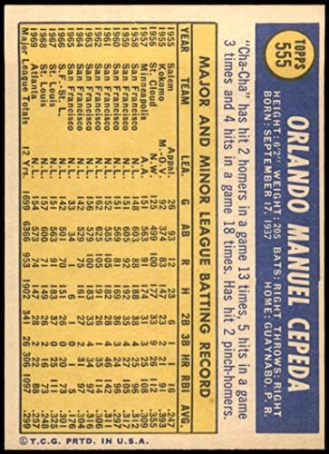 1970 Topps 555 Orlando Cepeda Atlanta Braves (Beyzbol Kartı) VG / ESKİ Braves