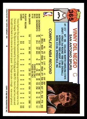 1992 Topps 365 Vinny Del Negro San Antonio Mahmuzları (Basketbol Kartı) NM / MT Mahmuzları NC St