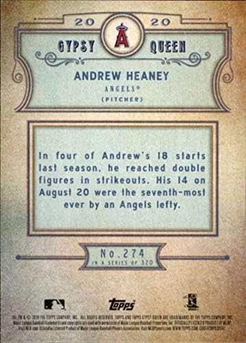 2020 Topps Çingene Kraliçesi 274 Andrew Heaney Los Angeles Melekleri Beyzbol Kartı