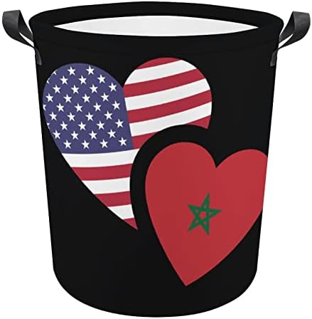 Fas ABD Bayrağı çamaşır sepeti Sepet Çanta Çamaşır Kutusu saklama çantası Katlanabilir Uzun Kolları ile