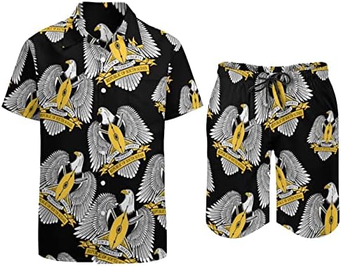 Ceket Kolları Güney Sudan erkek 2 Parça Plaj Kıyafetleri Hawaiian Düğme Aşağı Kısa Kollu Gömlek ve Şort Takım Elbise