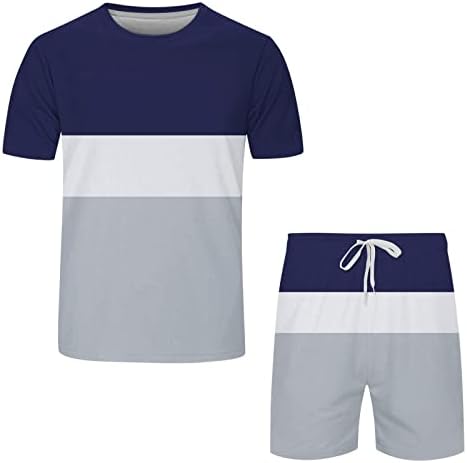 Erkek 2 Parça Atletik Spor Setleri T Shirt ve şort takımı Örgü Eşofman Kıyafetler Erkekler Suit Slim Fit