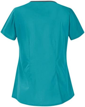 Fırçalama Üstleri Kadın Yaz Yenilik Kısa Kollu V Boyun Hemşire çalışma üniforması Rahat Gevşek Tunik Gömlek Cep