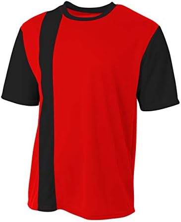 A4 Spor Kırmızı / Siyah Şerit Yetişkin Büyük Futbol Forması