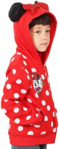 Minnie Mouse Puantiyeli Portre fermuarlı kapüşonlu kıyafet Kurdele ve Büyük Siyah Kulak Kızlar için