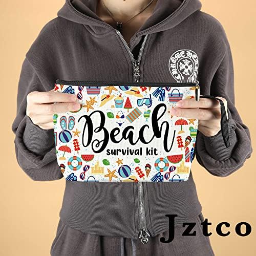 Jztco Plaj hayatta kalma kiti 2 ADET Kozmetik Çantası Kadınlar için Komik Plaj Makyaj Çantası Hediyeler Plaj Aksesuarları