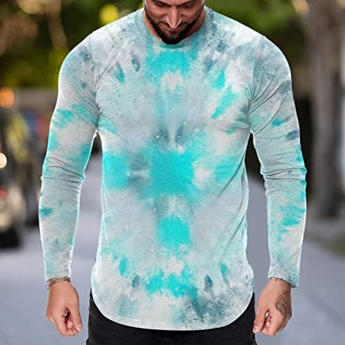 Xiloccer Mens Moda Rahat Spor Fitness Açık Kavisli Hem Katı Renk Yuvarlak Boyun T Gömlek erkek Uzun Kollu Shirt