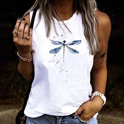 Kolsuz Bluzlar Genç Kız Ekip Boyun Dragonfly Zayıflama Tunik Salonu Cami Tankı Üstleri Büstiyer Yelek Tees Kadınlar