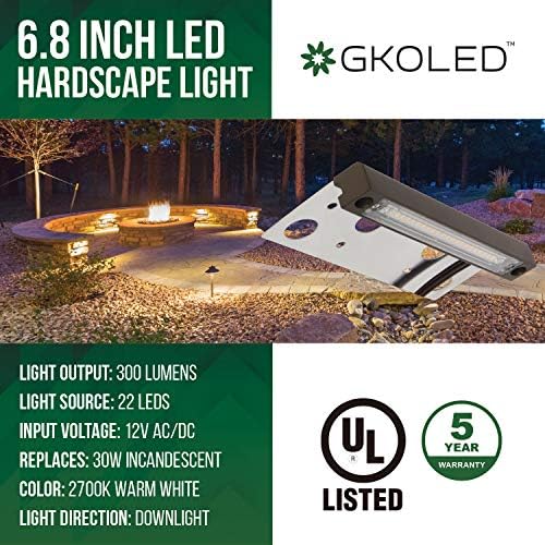 GKOLED 6 paket 6.8 inç Hardscape ışıkları ile 30 paket su geçirmez uzatılmış tel konnektörler